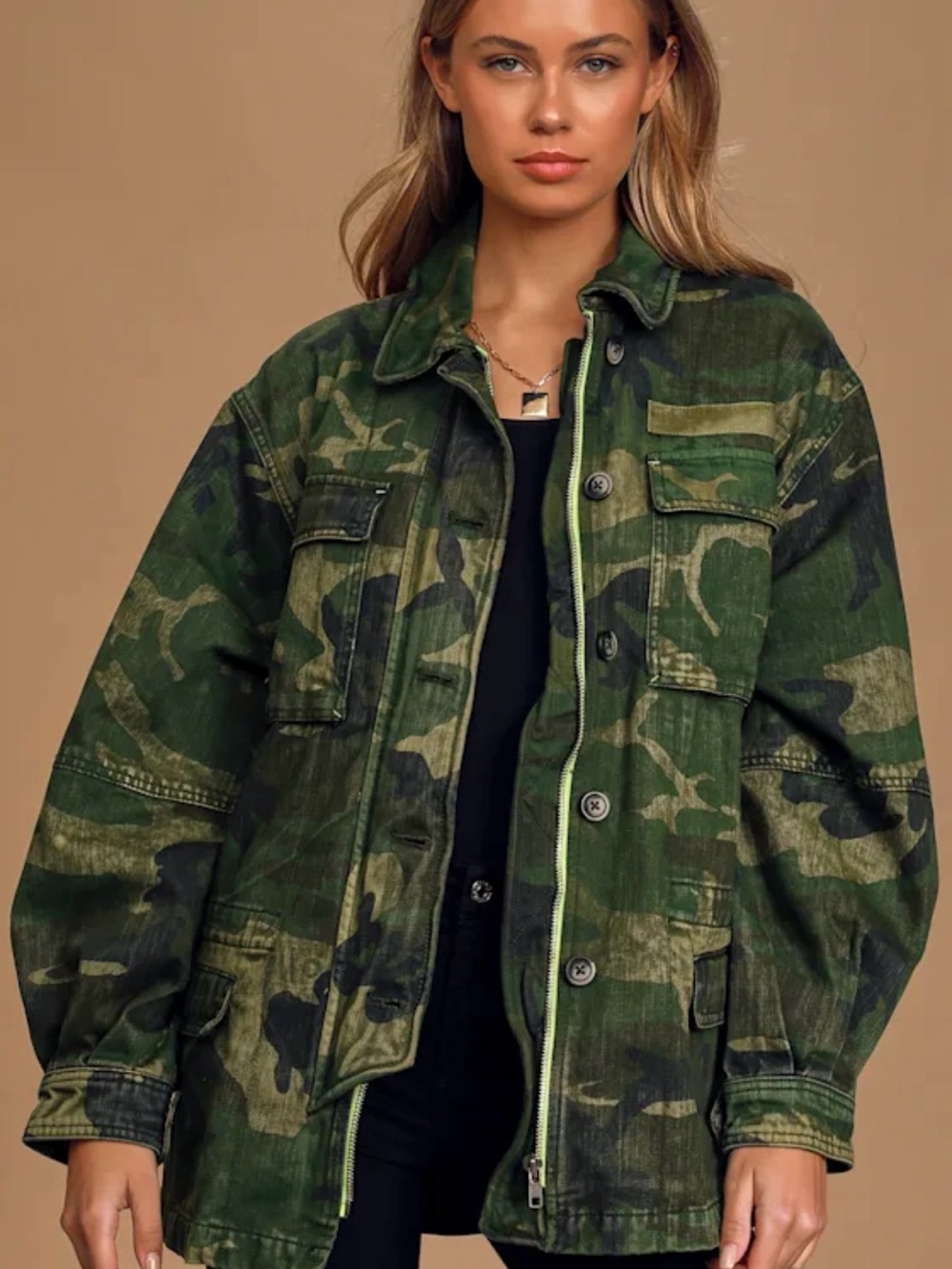Free People Green Camo Seize the Day Utility Jacket